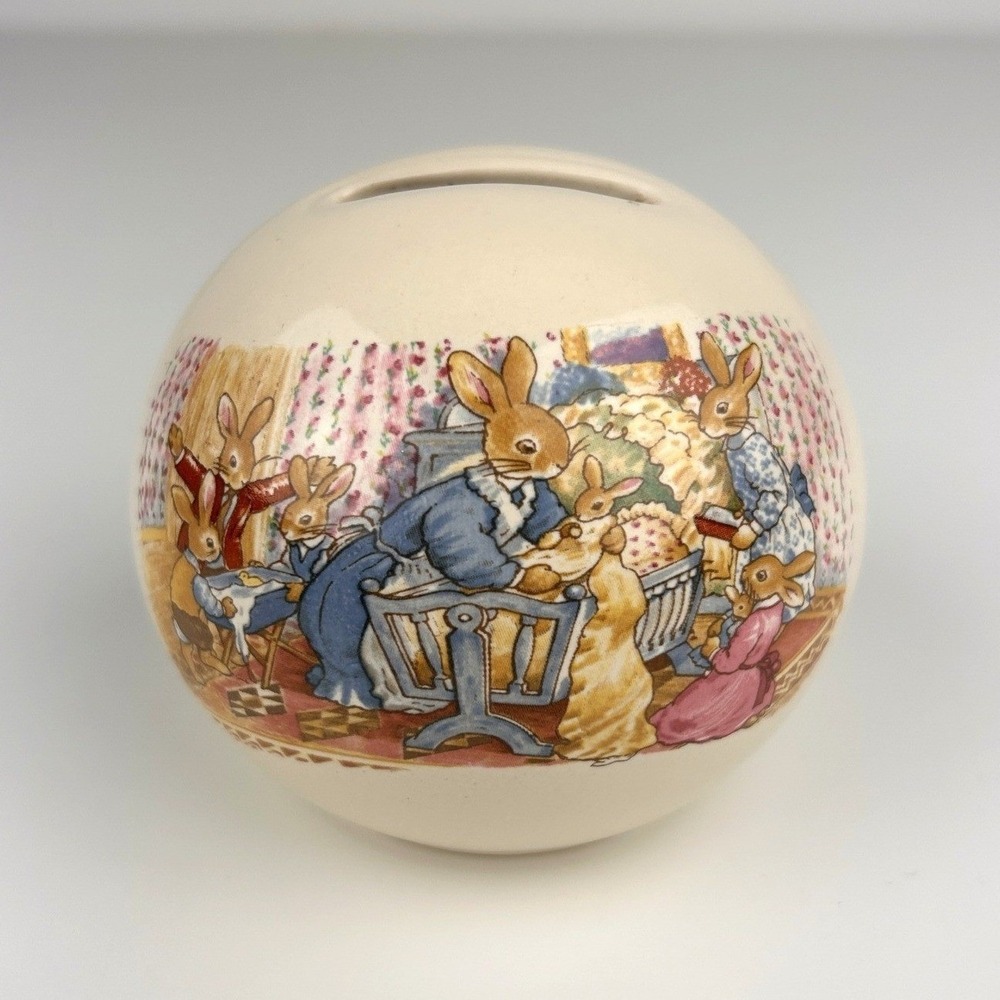 Royal Doulton Bunnykins Christening Money Bank 3" Vintage Coin Bank